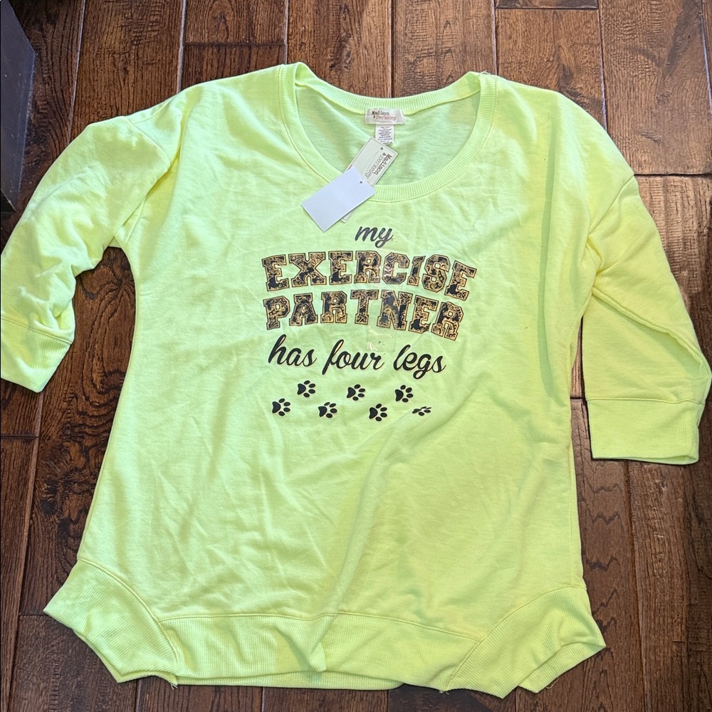 NWT Madison & Berkeley Neon Yellow Crew Neck Sweater